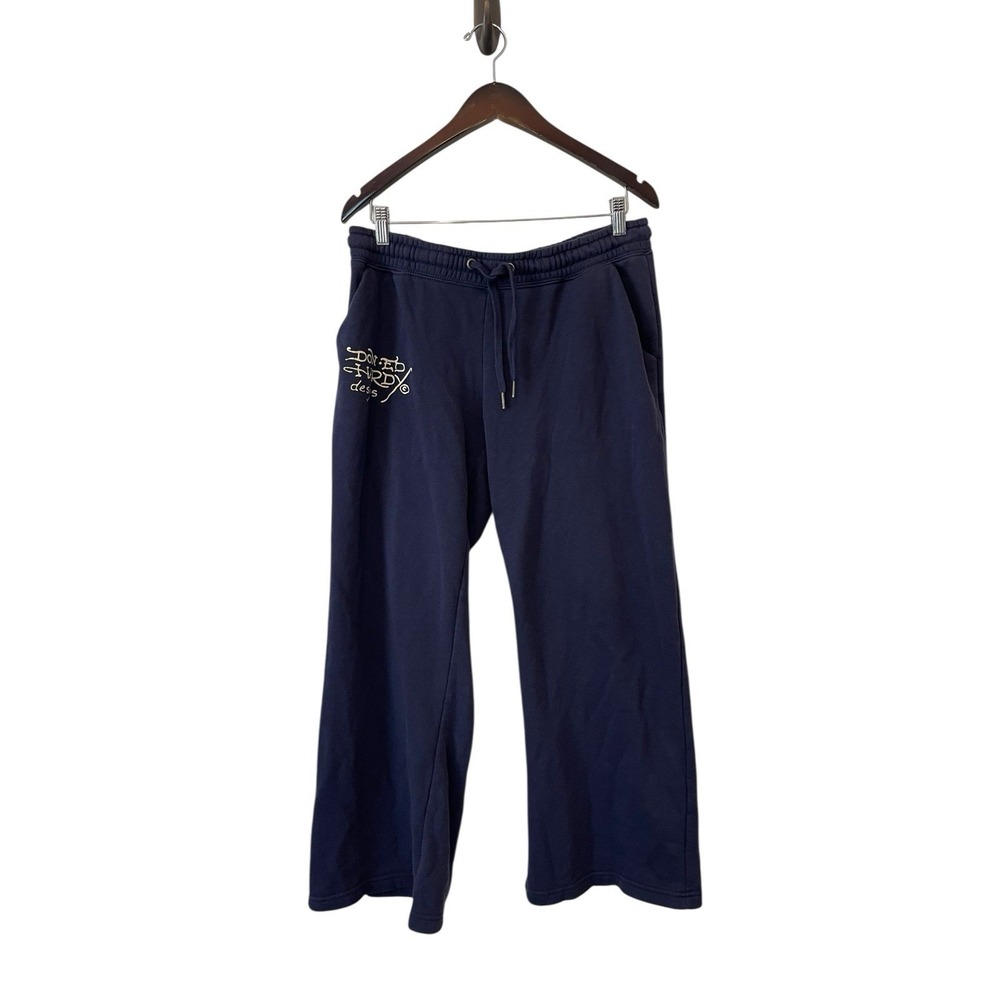 Women's Ed Hardy Broken Hearts‎ Tattoo Graphic Wide Leg Navy Sweatpants Size L